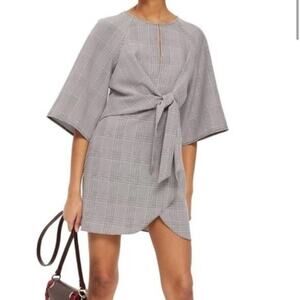 Topshop Gray Plaid Mini Dress size 6